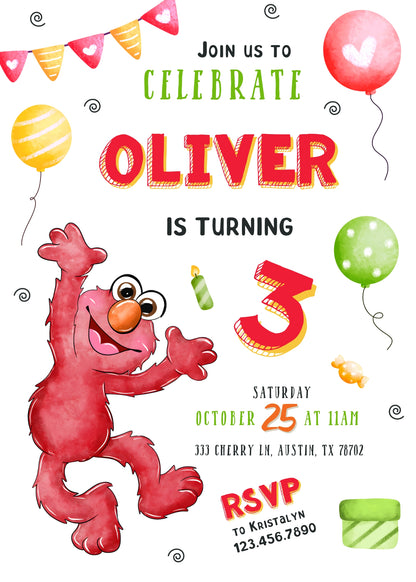 Sesame Street Elmo customizable invitation template | Share or Print |  | IE810