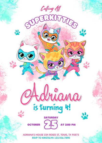 SuperKitties customizable invitation template | Share or Print |  | IJ923