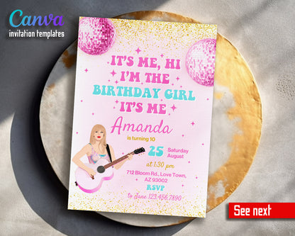 Taylor Swift Eras Tour  customizable invitation template | Share or Print | girl | SK080