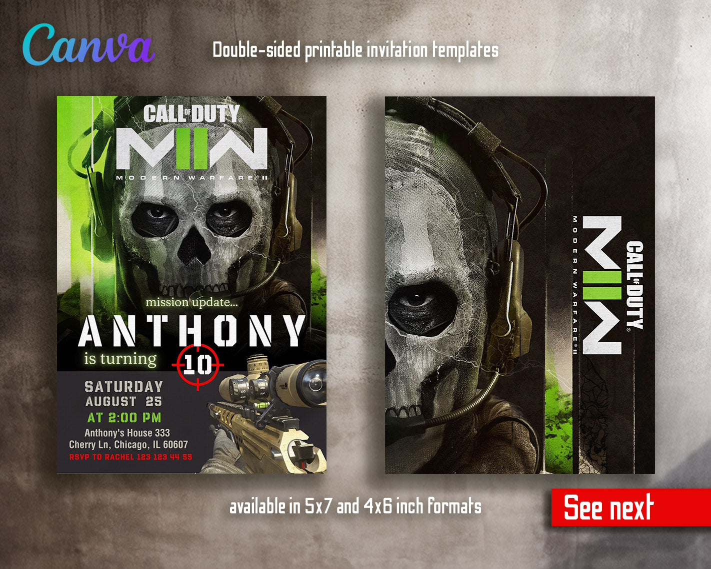 Call of Duty Gamer customizable invitation template | Share or Print | boy | DQ544