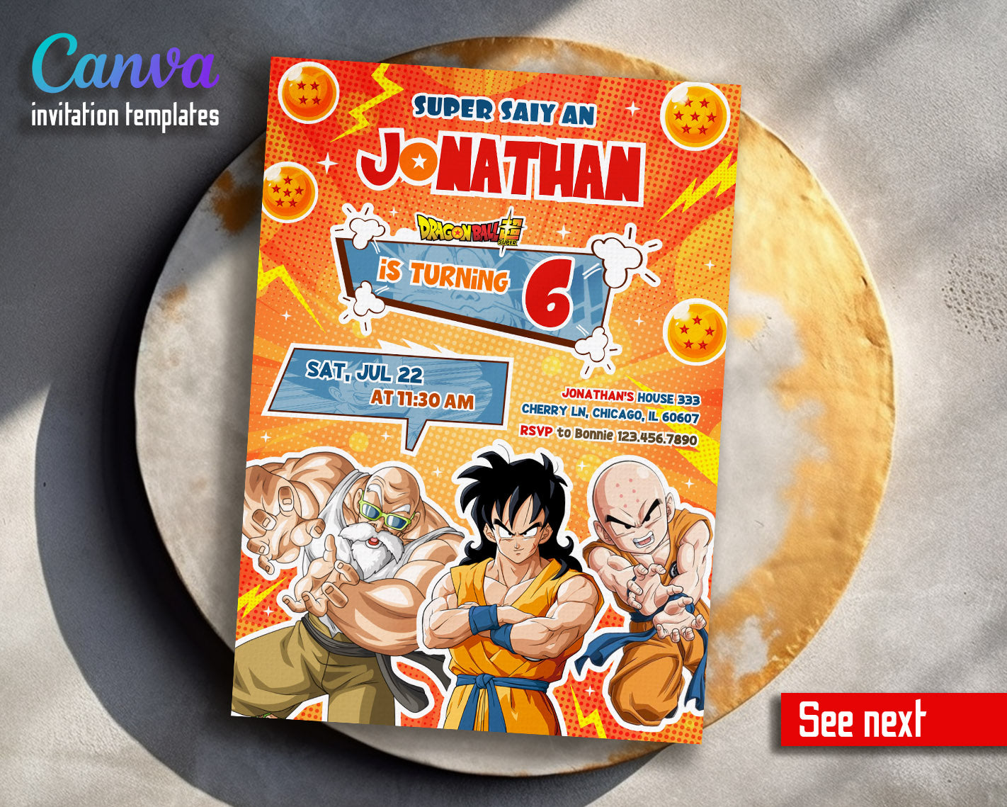 Dragon Ball Z Anime  customizable invitation template | Share or Print | boy | VH492