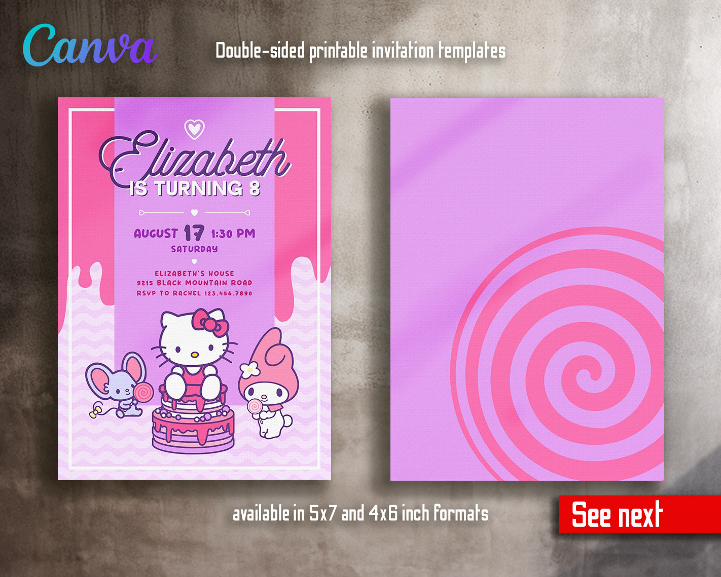 Hello Kitty Sanrio customizable invitation template | Share or Print | | UN728