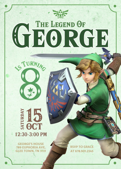 Legend of Zelda customizable invitation template | Share or Print |  | MM050