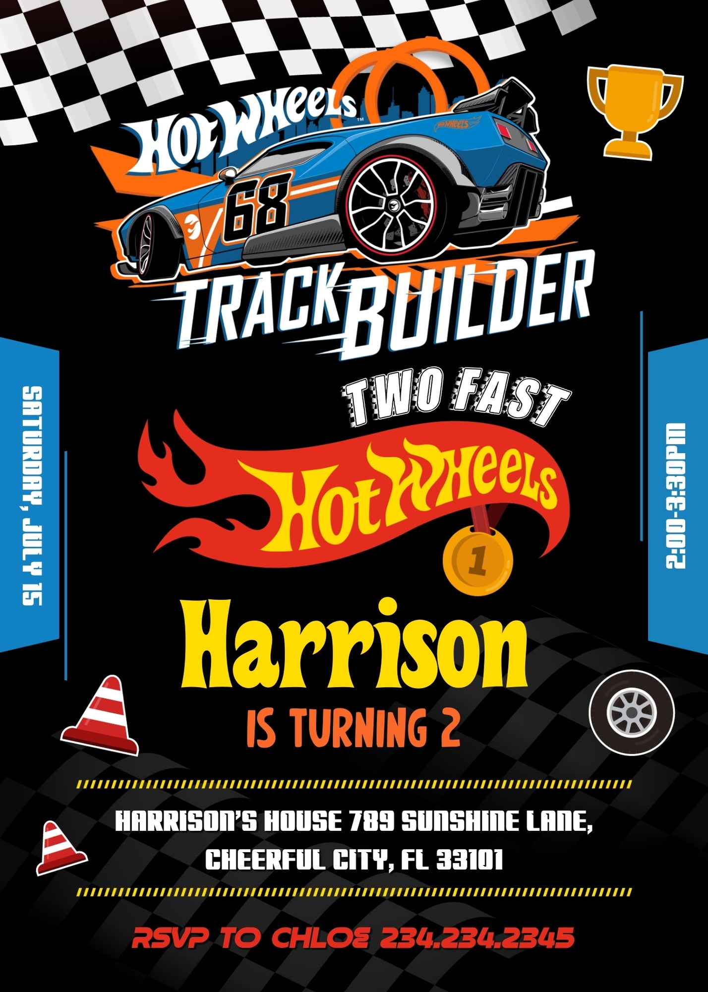 Hot Wheels Two Fast 2 Furious customizable invitation template | Share or Print | boy | LQ991