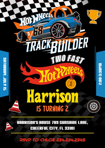 Hot Wheels Two Fast 2 Furious customizable invitation template | Share or Print | boy | LQ991