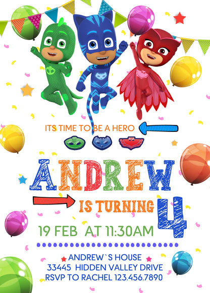 PJ Masks customizable invitation template | Share or Print | | IW473