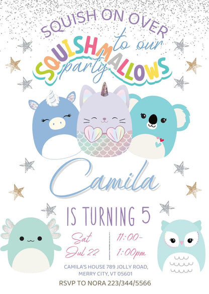 Squishmallows  customizable invitation template | Share or Print |  | XB263