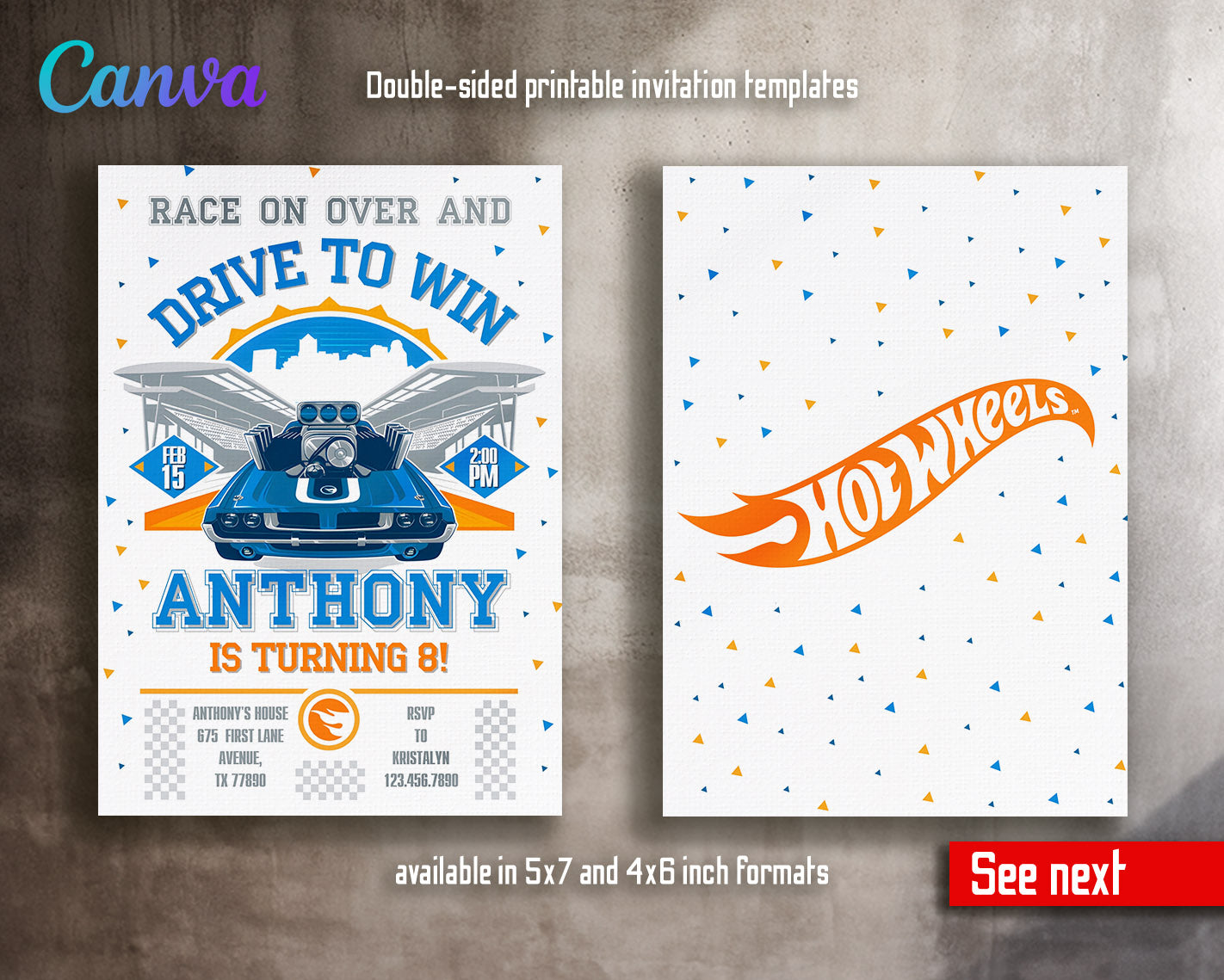 Hot Wheels Racing  customizable invitation template | Share or Print | boy | JT716