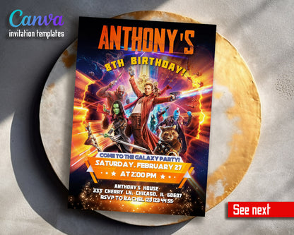 Guardians of The Galaxy Superhero customizable invitation template | Share or Print | boy | KU941