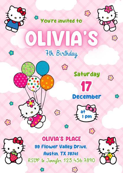 Hello Kitty Sanrio customizable invitation template | Share or Print | | BA877