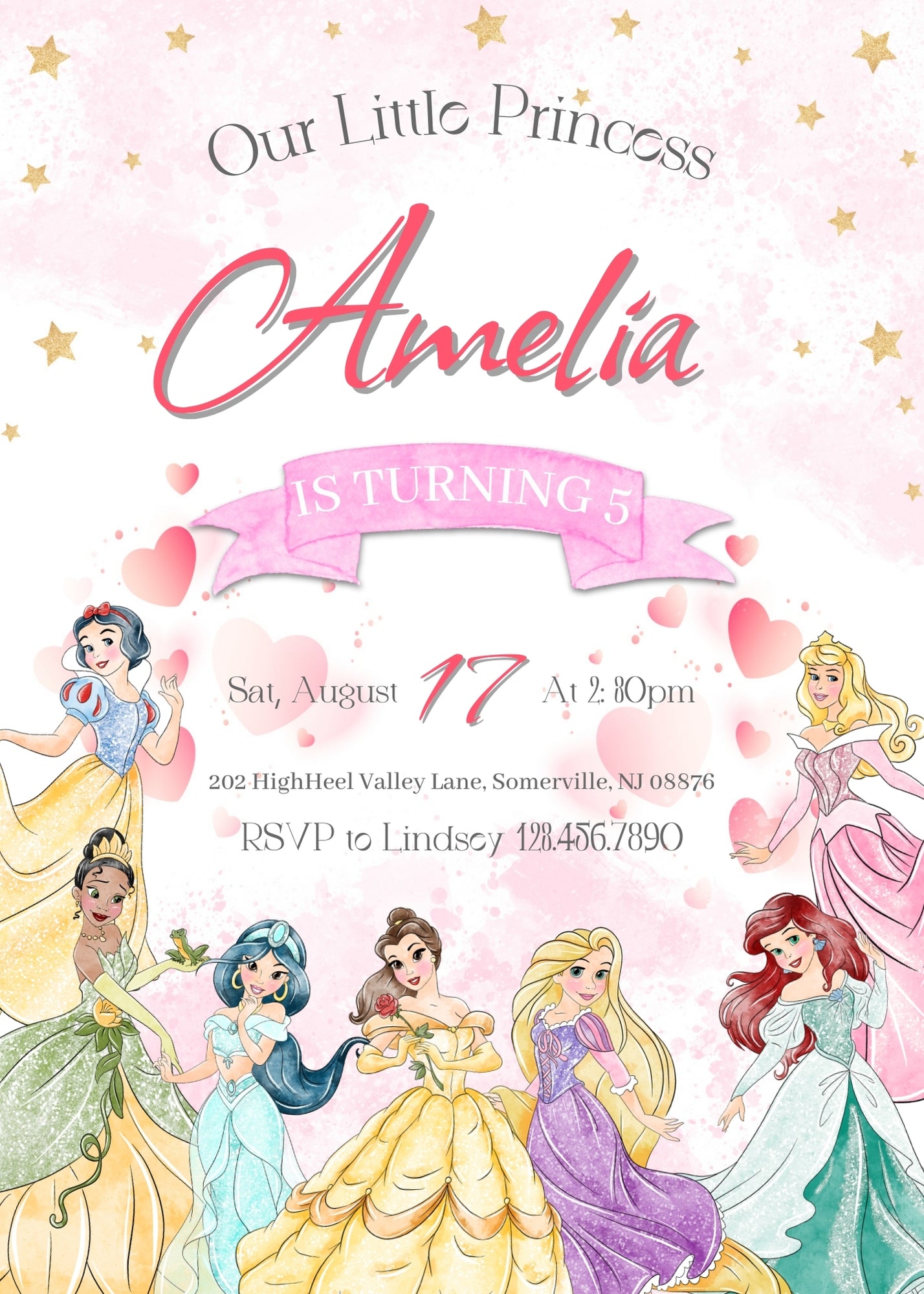 Disney Princess  customizable invitation template | Share or Print | girl | JP612