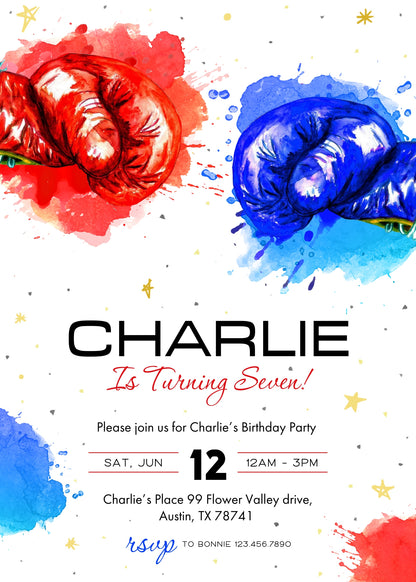 Boxing Fighter customizable invitation template | Share or Print | boy | QH459