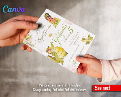 Tiana Frog Princess  customizable invitation template | Share or Print | girl | JO239