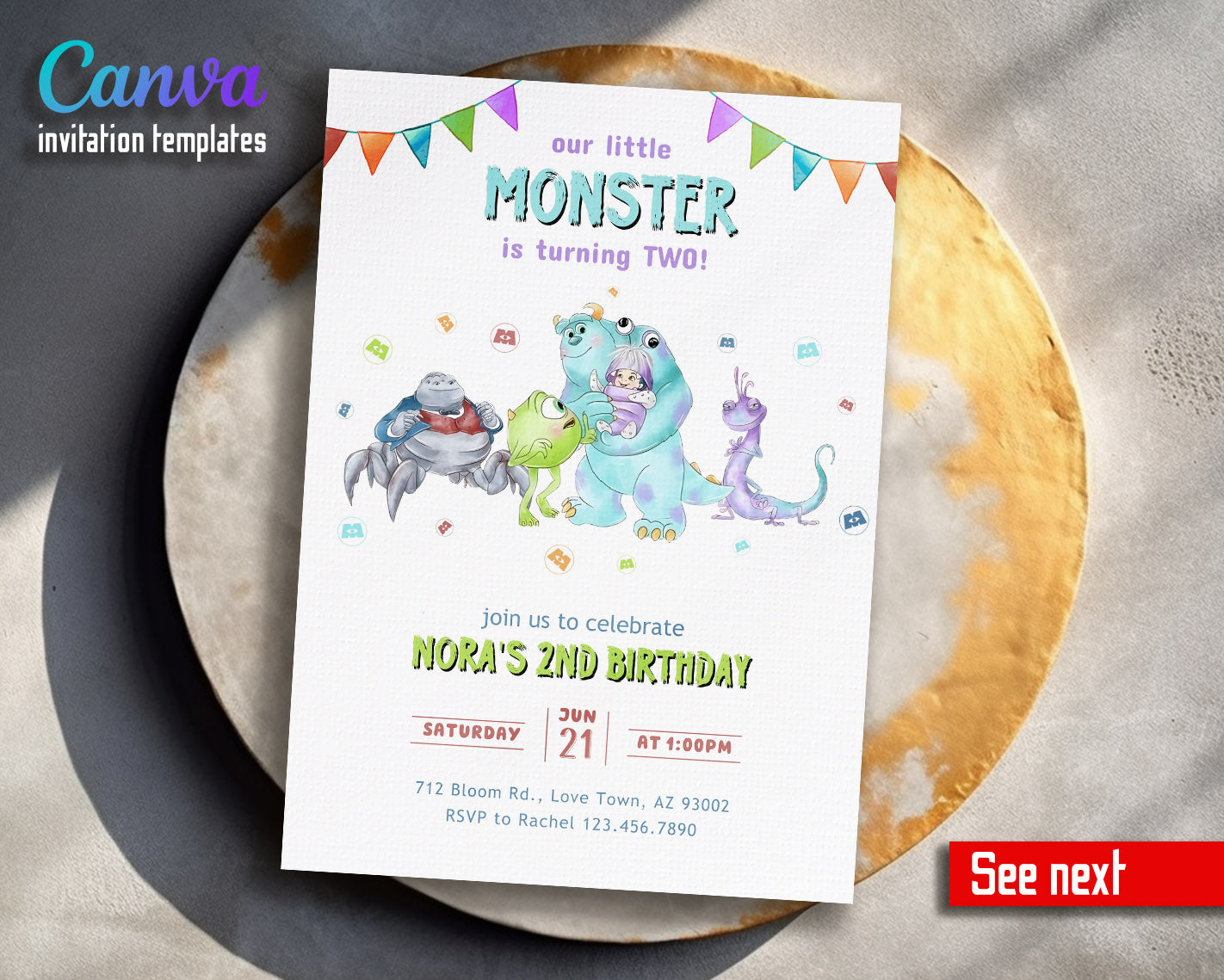 Monsters, Inc.  customizable invitation template | Share or Print |  | KU316