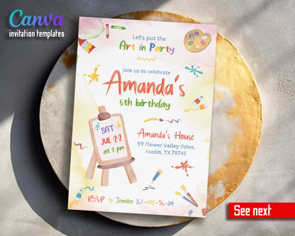 Art Party customizable invitation template | Share or Print | girl | EC547