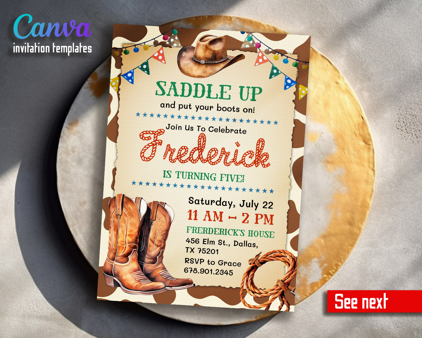 Cowboy Rodeo customizable invitation template | Share or Print | boy | AG110