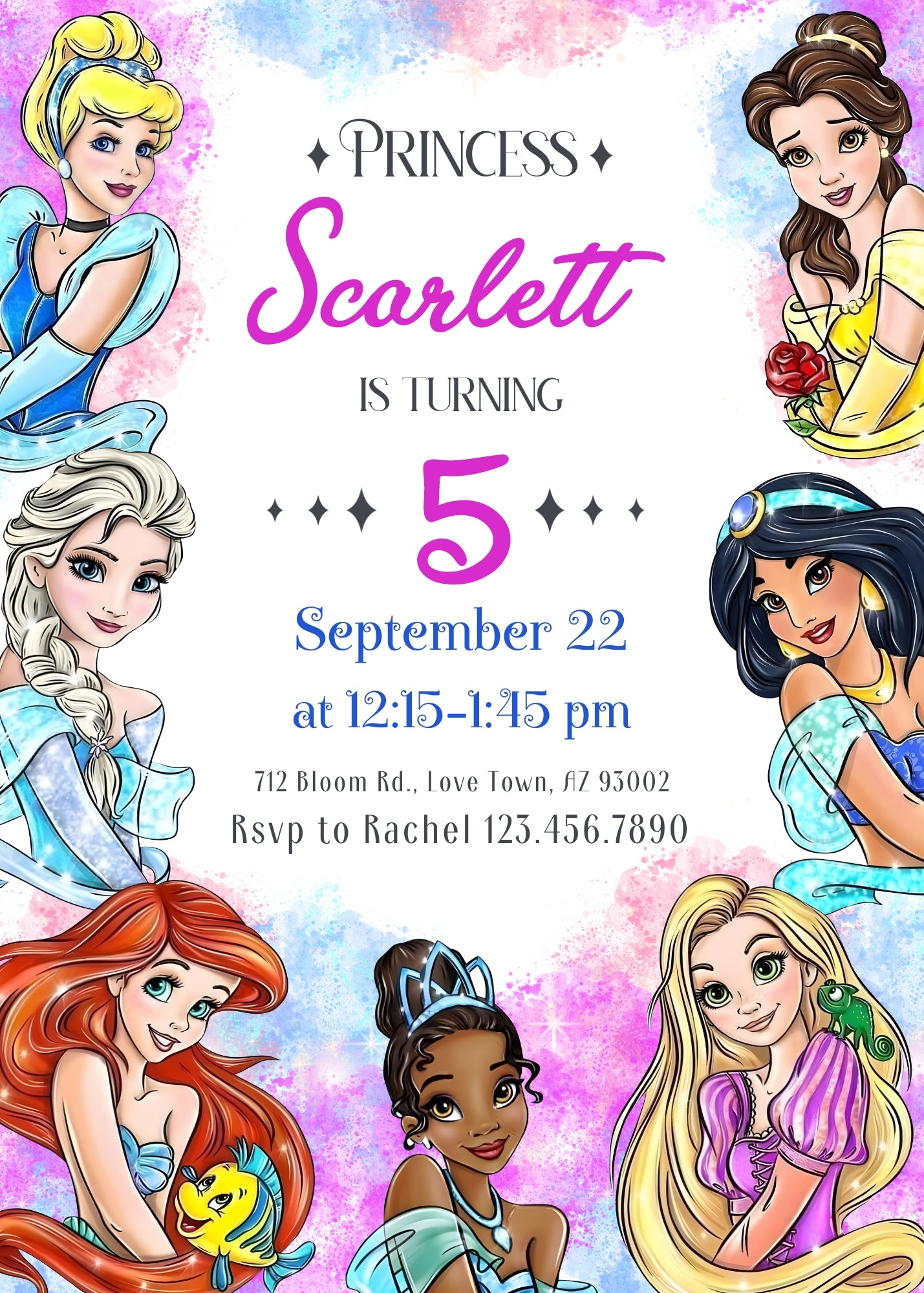 Disney Princess  customizable invitation template | Share or Print | girl | KS994