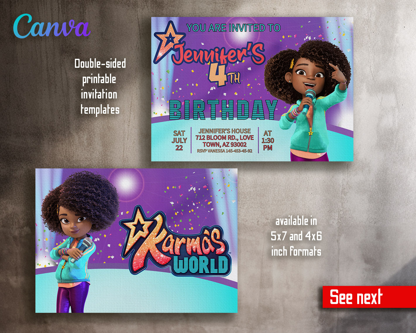 Karma's World customizable invitation template | Share or Print | girl | ZZ731