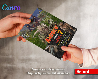 Jurassic Park Dinosaur customizable invitation template | Share or Print |  | NH431