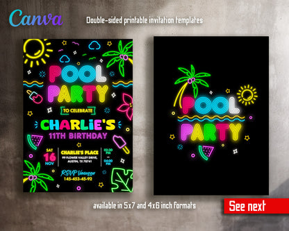 Pool Party customizable invitation template | Share or Print | boy | ZT669