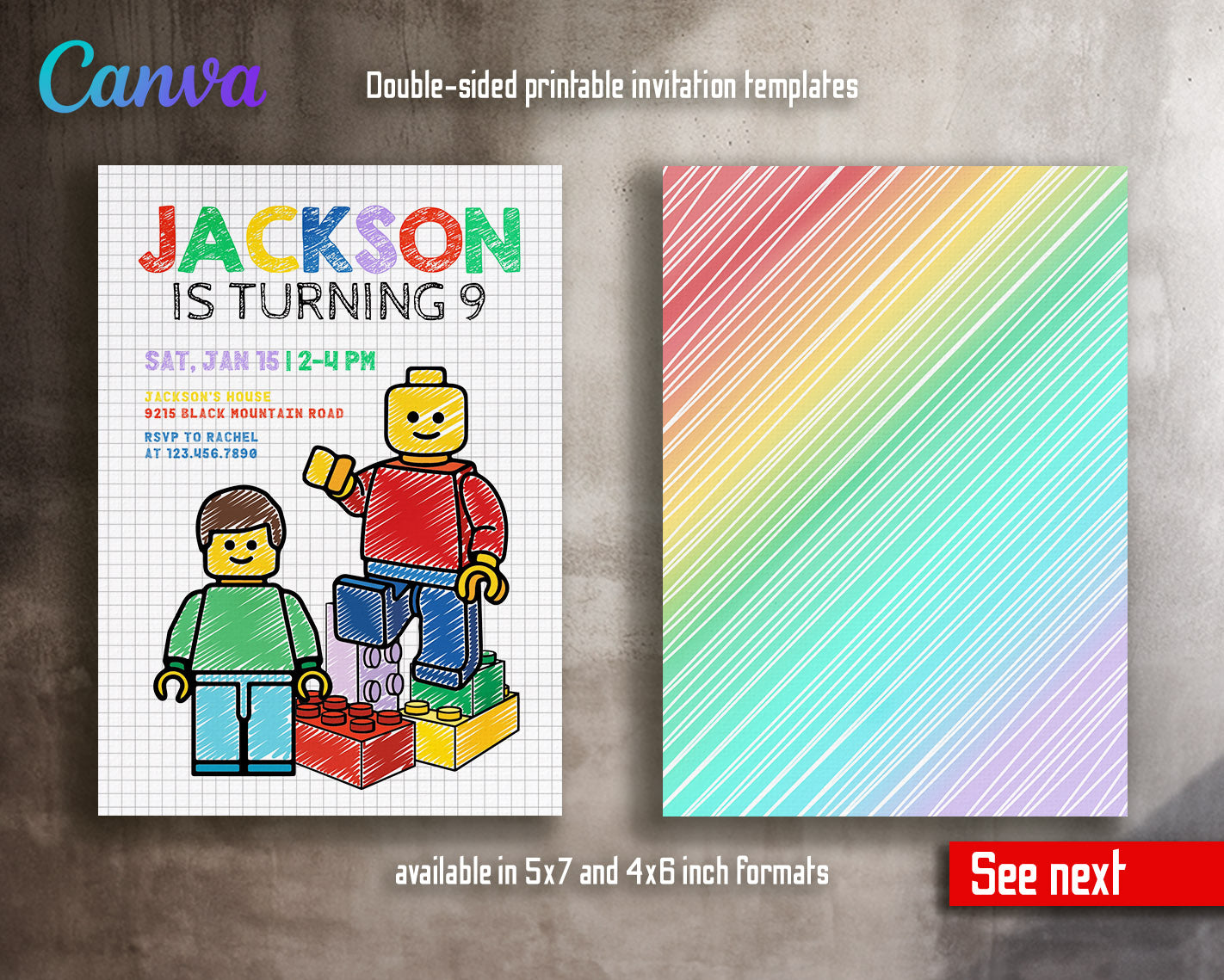 Lego Minifigures  customizable invitation template | Share or Print |  | EL640