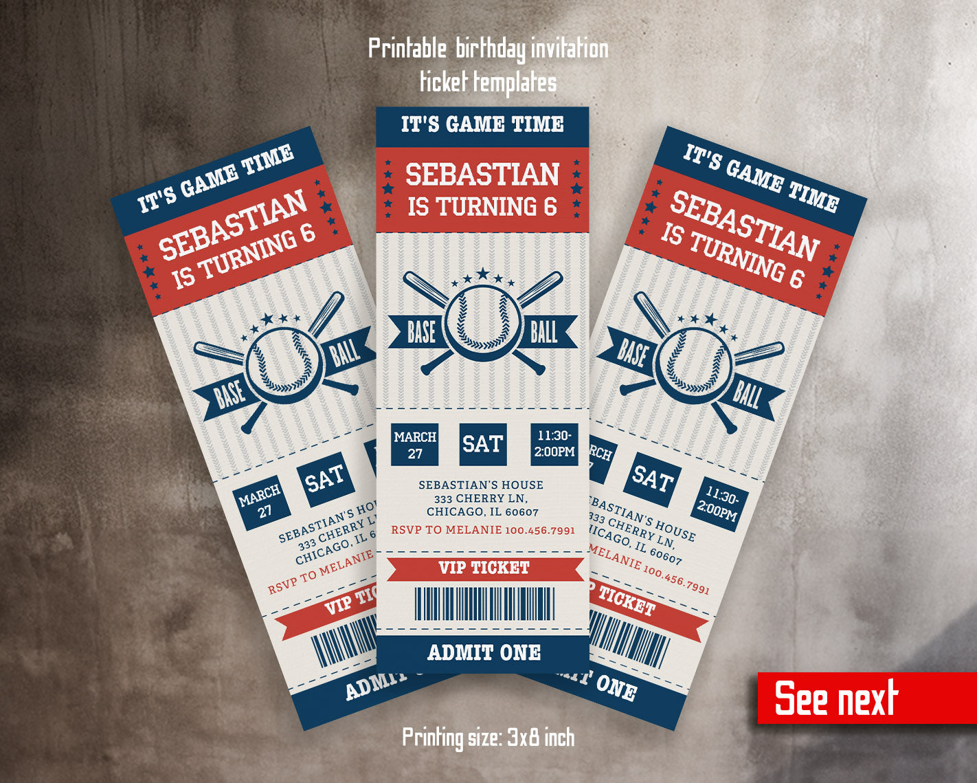 Baseball MLB Sport customizable invitation template | Share or Print | boy | JD596