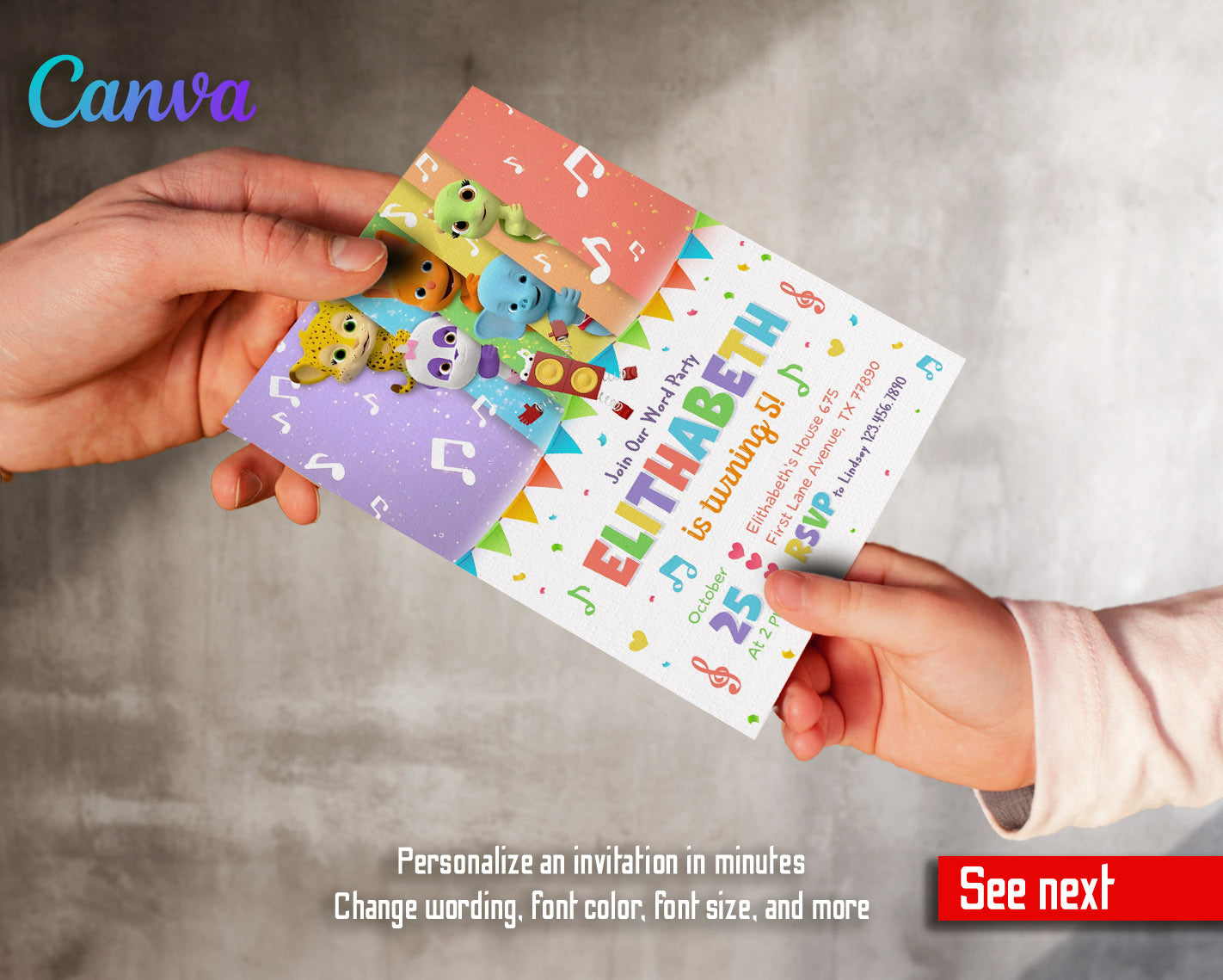 Word Party customizable invitation template | Share or Print |  | TF495