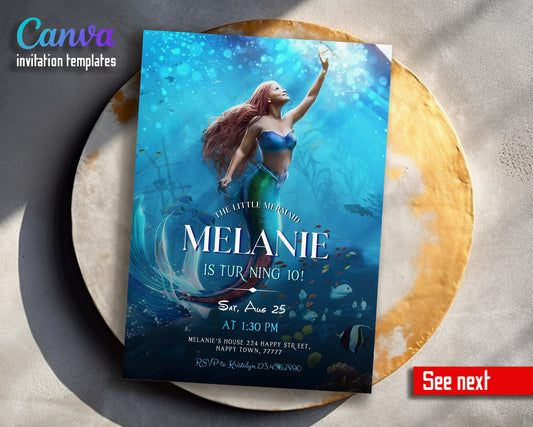 The Little Mermaid Ariel customizable invitation template | Share or Print | girl | MB577