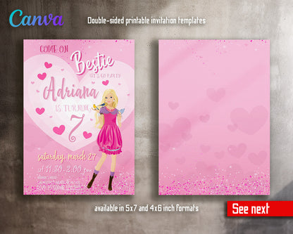 Barbie Pink  customizable invitation template | Share or Print | girl | CK158