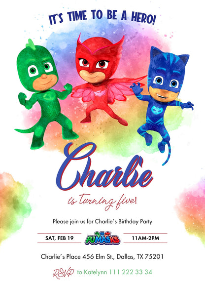 PJ Masks customizable invitation template | Share or Print | | GP238