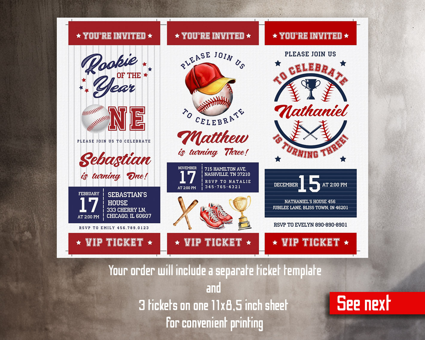 Baseball MLB Sport customizable invitation template | Share or Print | boy | XB639