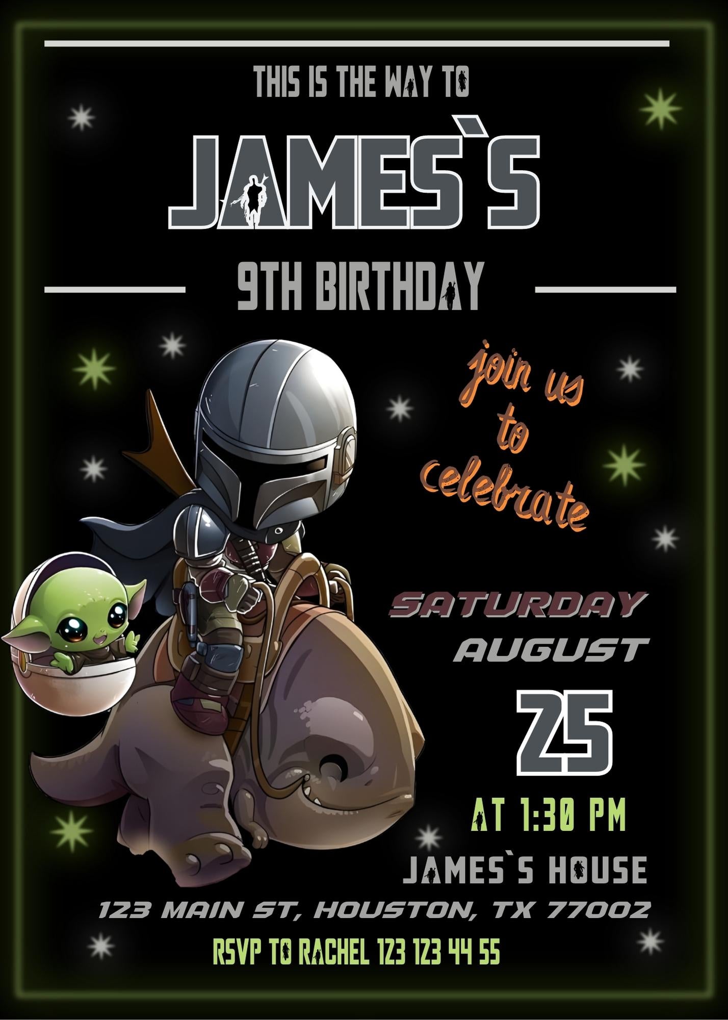 Mandalorian, Star Wars customizable invite template | instant download | Share or Print | WV561