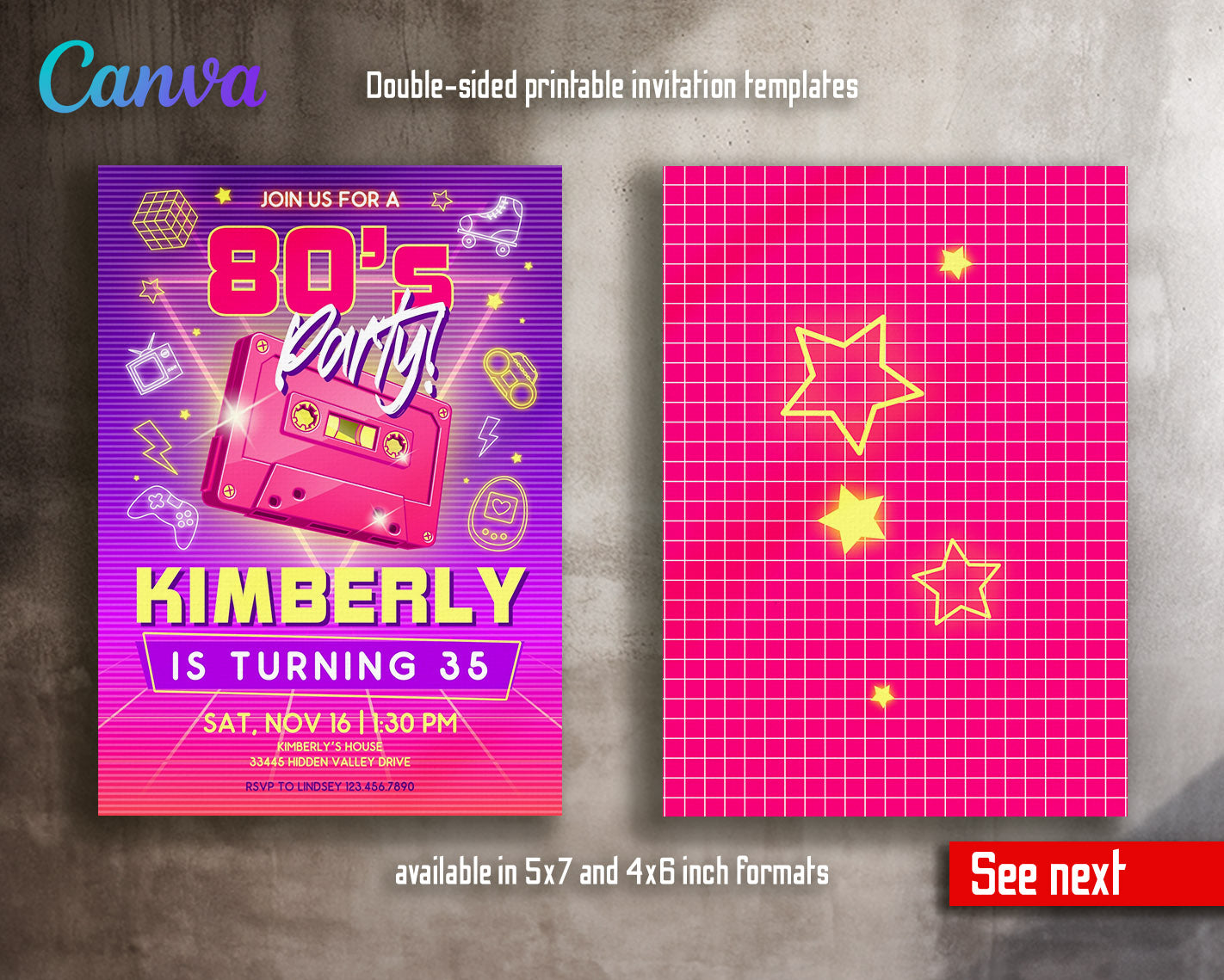 80th Eightieth Party Disco customizable invitation template | Share or Print |  | PN866