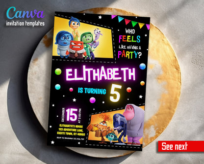 Inside Out 2 customizable invitation template | Share or Print |  | FK199