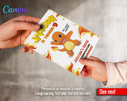 Charmander Pokemon Anime customizable invitation template | Share or Print |  | WT614