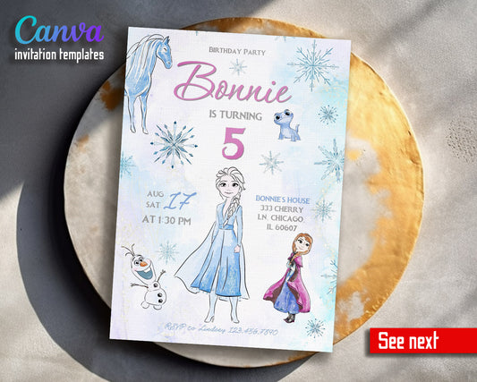 Frozen Elsa  customizable invitation template | Share or Print | girl | CY510