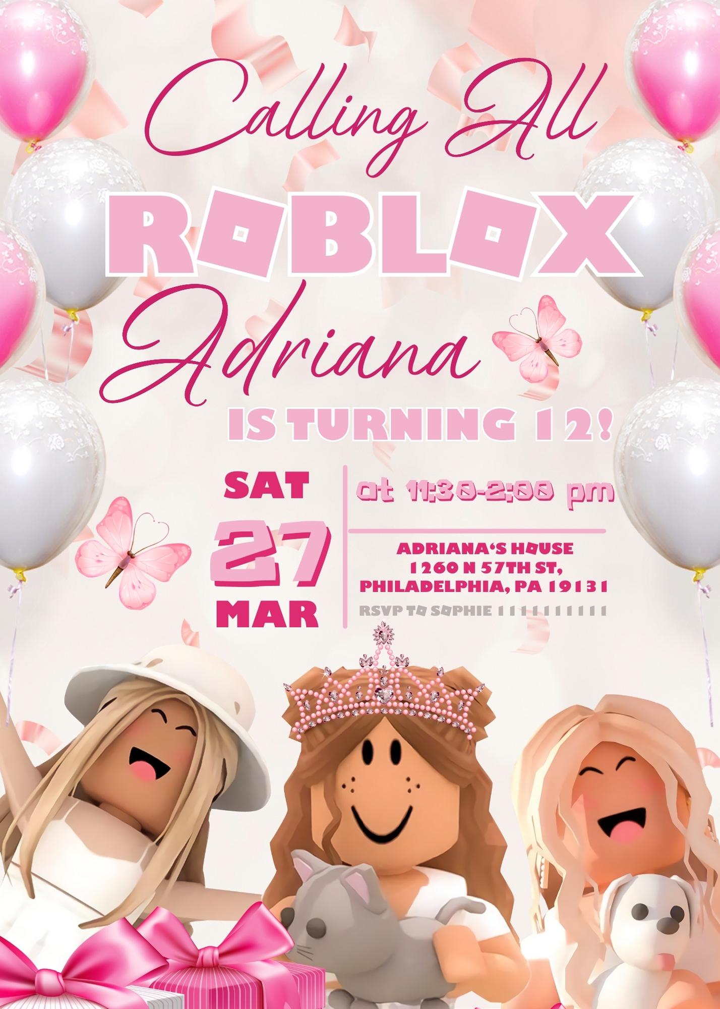 Roblox customizable invite template girl | instant download | Share or Print | NY378