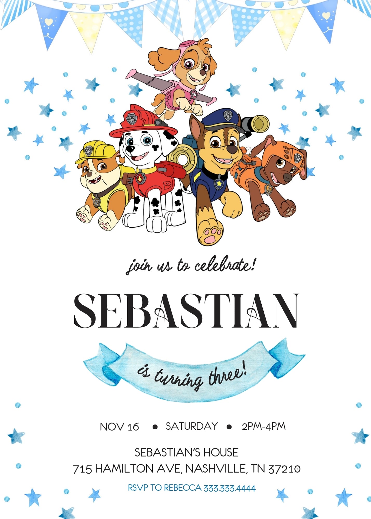 PAW Patrol customizable invitation template | Share or Print | | YC280