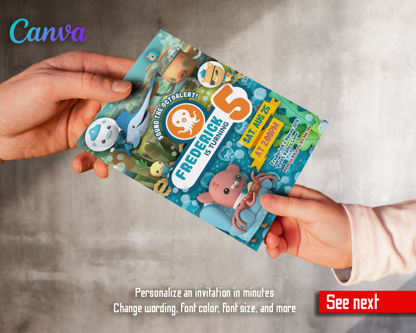 Octonauts  customizable invitation template | Share or Print |  | UK898