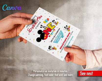 Mickey Mouse 1st Birthday customizable invitation template | Share or Print |  | TM677