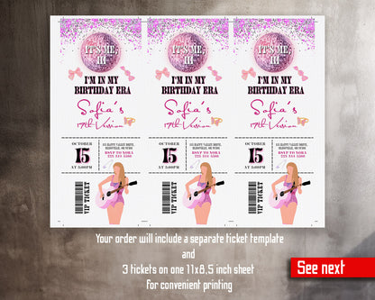 Taylor Swift Eras Tour Ticket customizable invitation template | Share or Print | girl | GP268