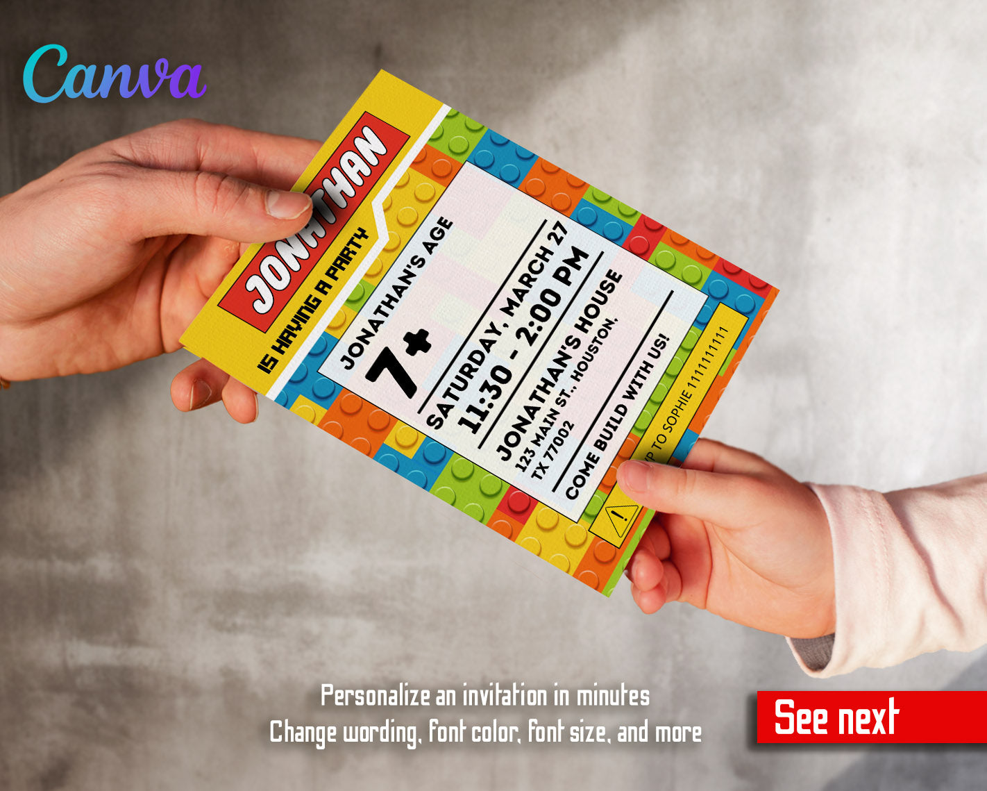 Lego  customizable invitation template | Share or Print |  | EL406