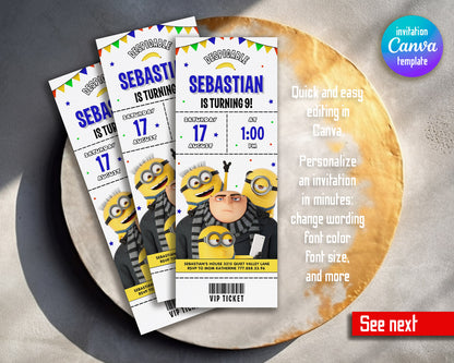 Despicable Me Minions customizable invitation template | Share or Print |  | CJ234