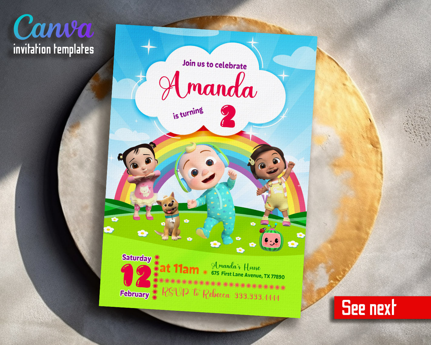 Cocomelon  customizable invitation template | Share or Print |  | JL889