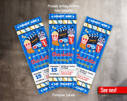 Movie Cinema Party customizable invitation template | Share or Print |  | NB042