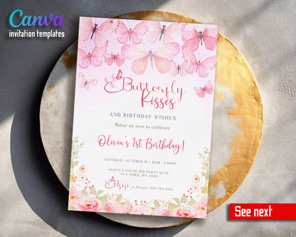 Butterfly Birthday  customizable invitation template | Share or Print | girl | CE116