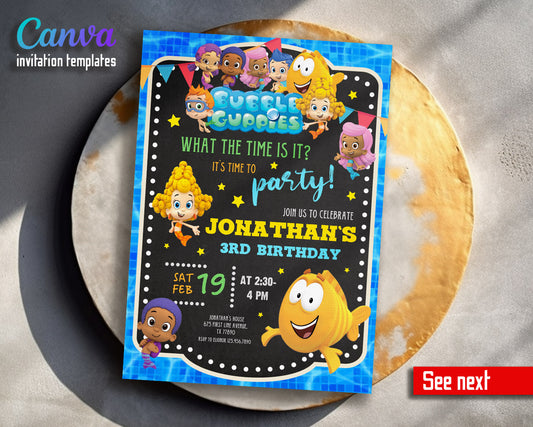 Bubble Guppies customizable invitation template | Share or Print |  | IG784