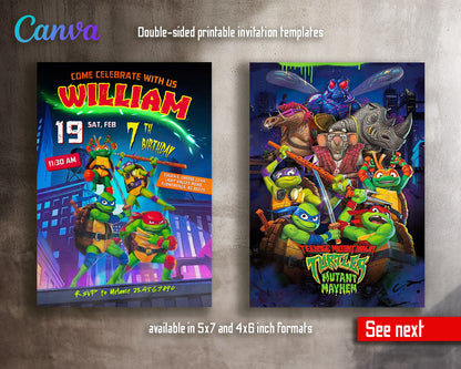 Teenage Mutant Ninja Turtles Mutant Mayhem customizable invitation template | Share or Print | boy | ZR104