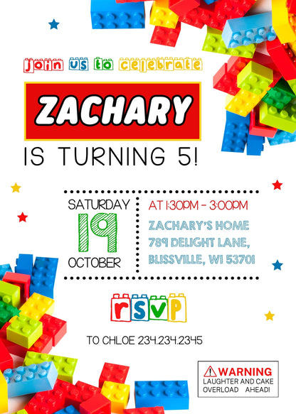 Lego customizable invitation template | Share or Print |  | PV651