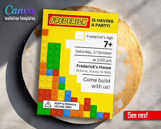 Lego  customizable invitation template | Share or Print |  | HF886